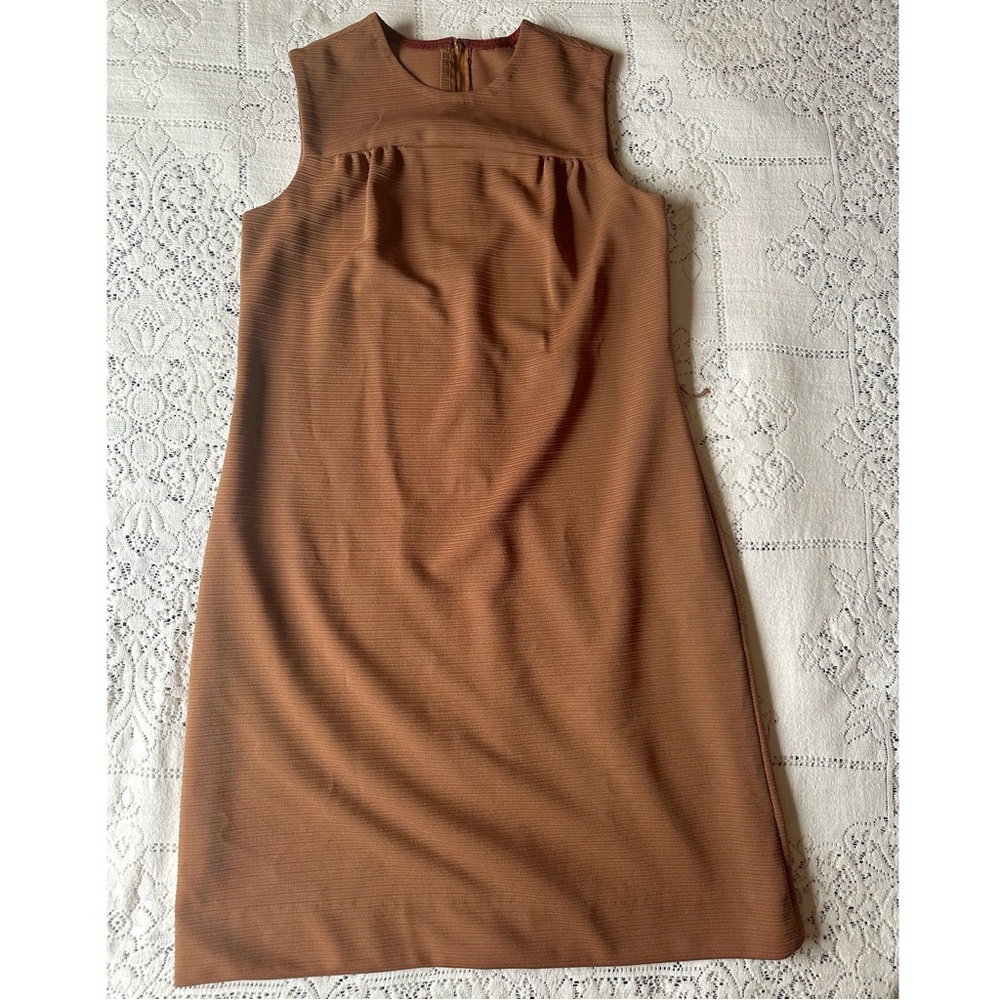 Vintage 60s Handmade Brown Shift Mini Dress